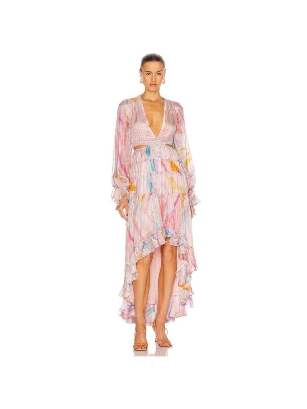 Rococo Sand Davina High-Low Ruffle Dress - Pink Multi, XS